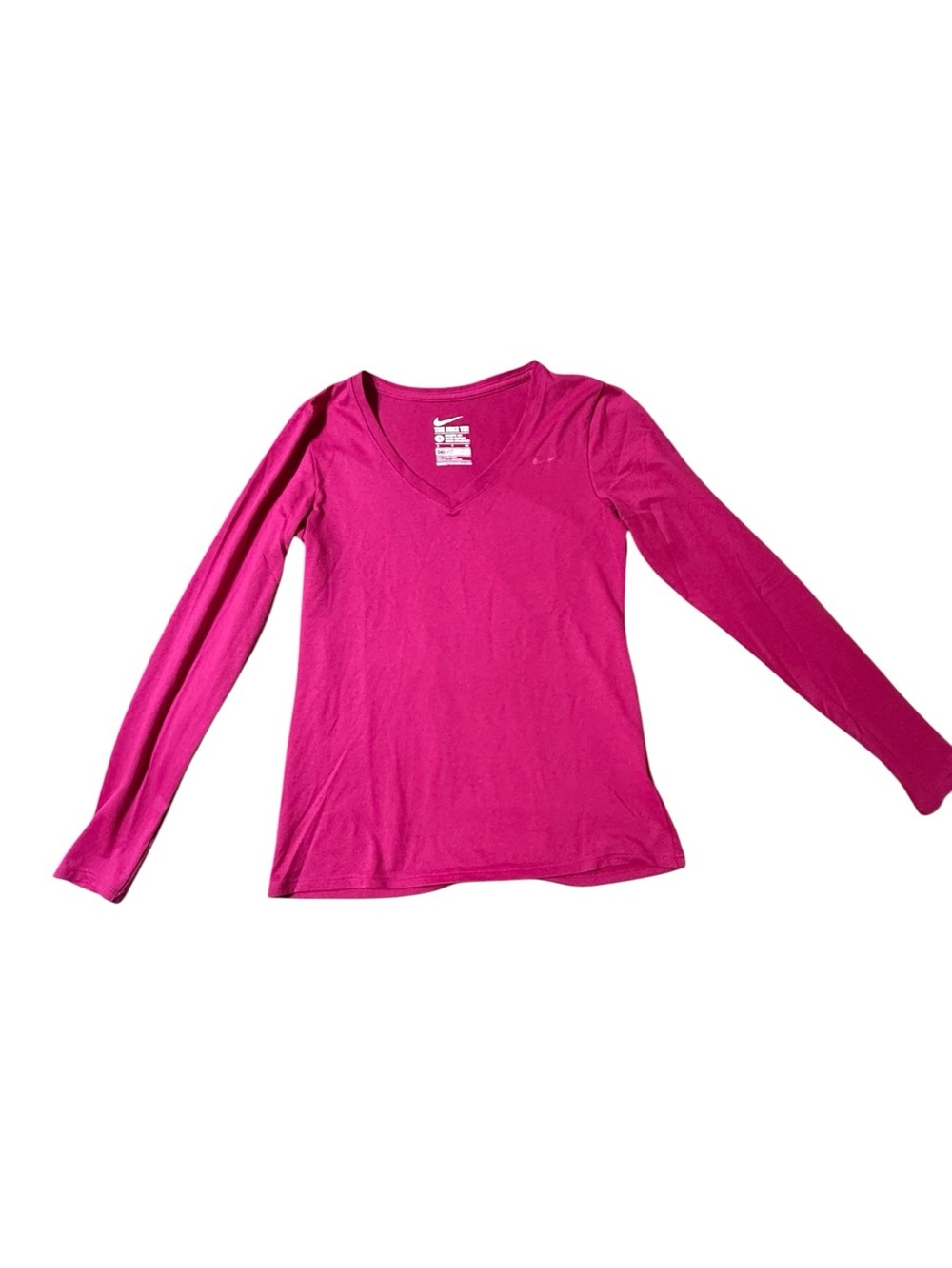The Nike Tee Athletic Cut Dri-Fit Rasberry Color Women Size Small Long Sleeves